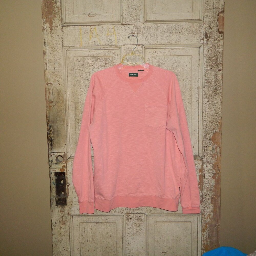 Orvis Crew Neck Heathered Pocket Sweatshirt Pullover Mens M (U-28)